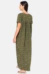 Naidu Hall Cotton Full Length Nightdress - Dark Green — thumbnail 4